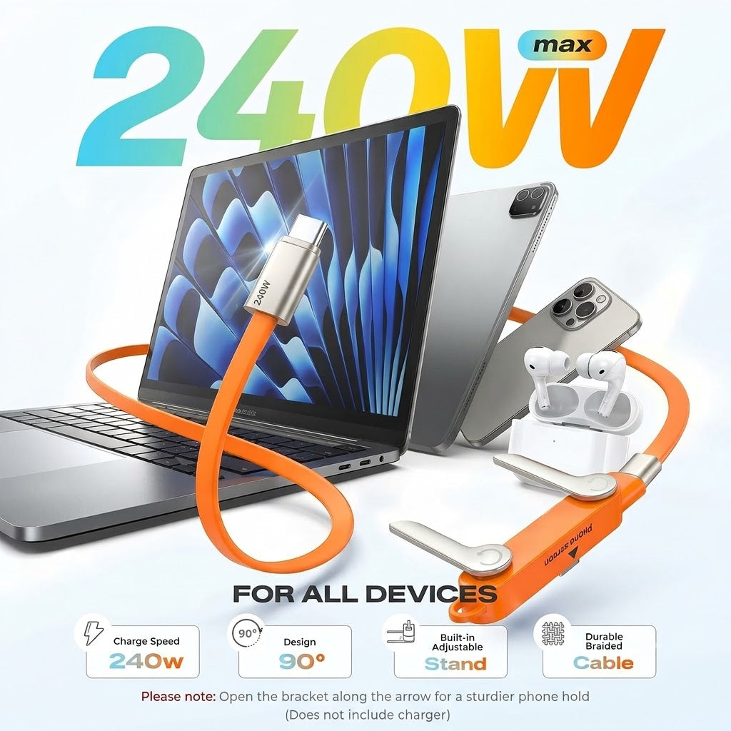 LIMITED DEAL — Fast-Charging Cable with Detatchable Stand | USB-C & Lightning