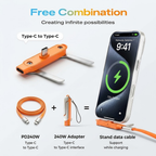 Fast-Charging Cable with Detachable Stand | USB-C & Lightning