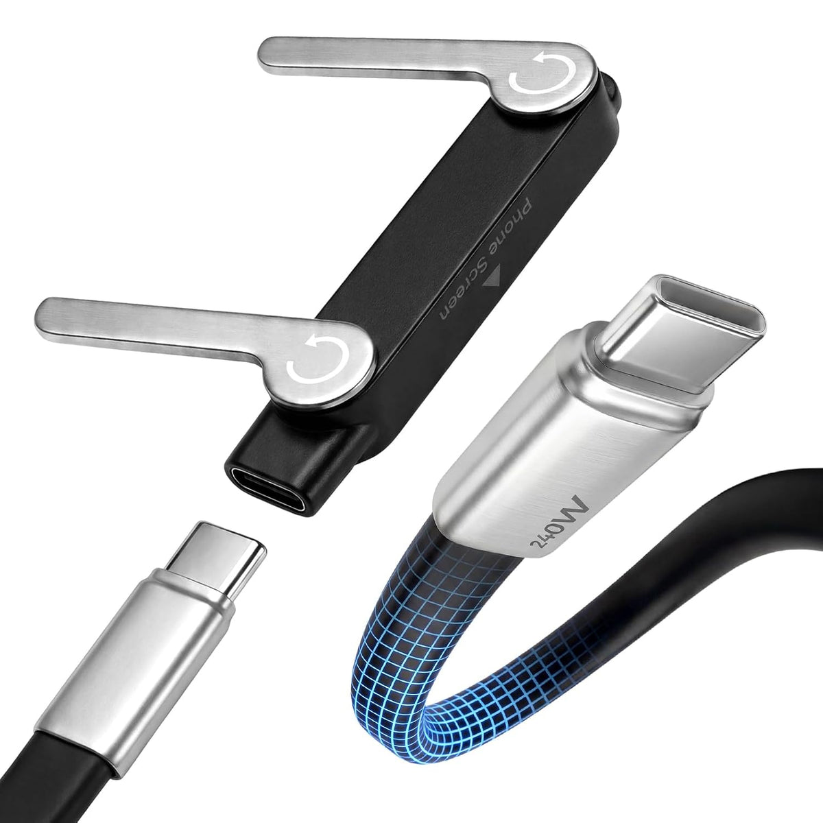 Fast-Charging Cable with Detachable Stand | USB-C & Lightning