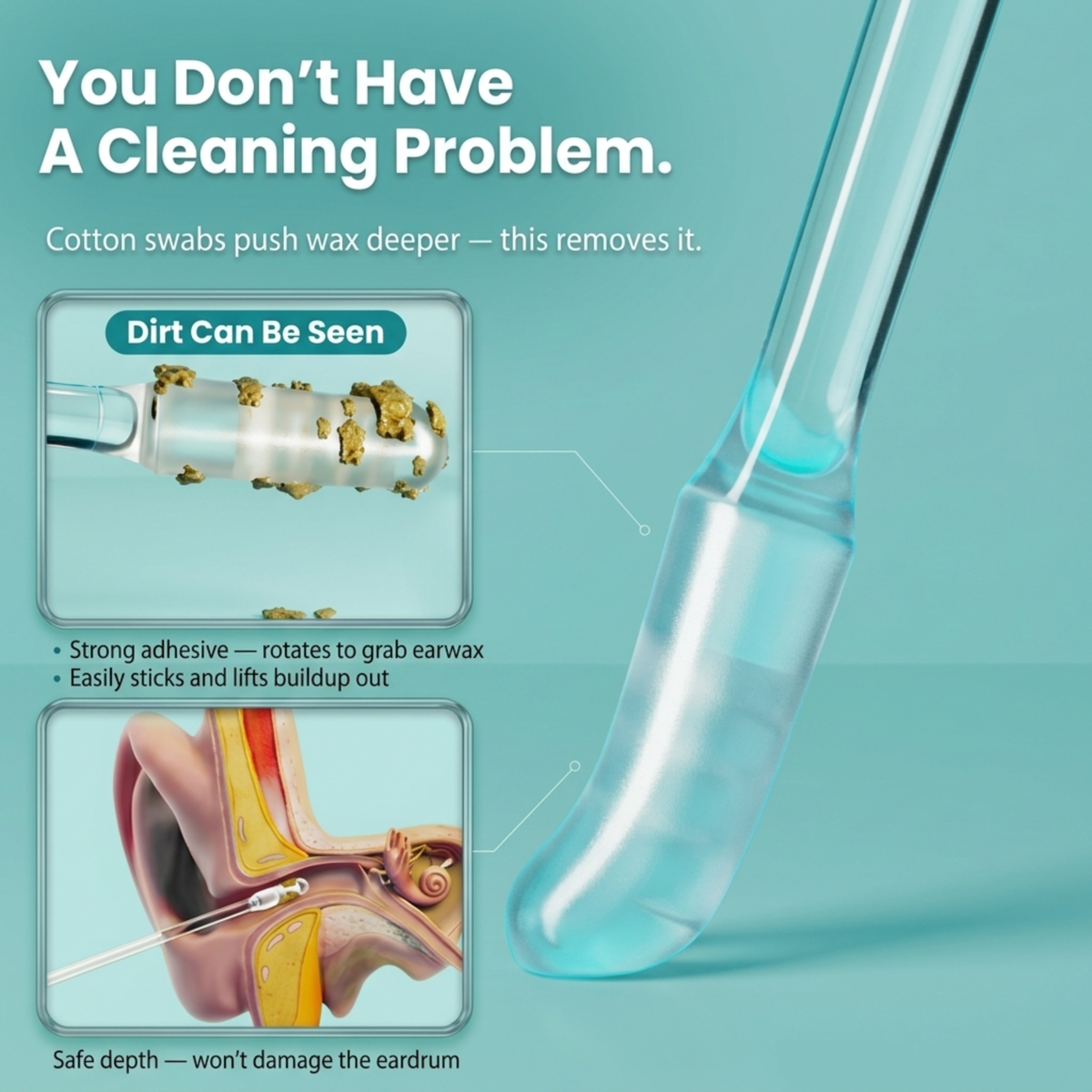 Clean Ears In Seconds. No Cotton. No Guesswork.