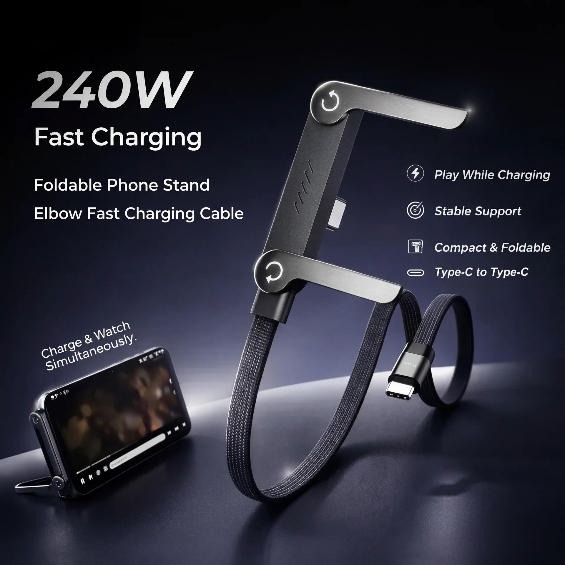 240W Fast Charging Type-C Standing Cable™