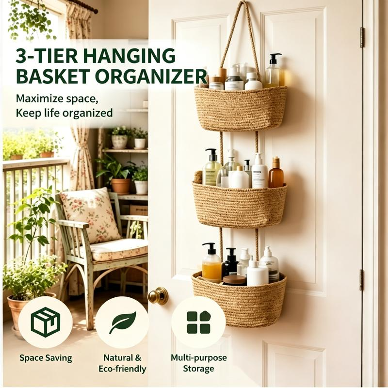 3-Tier Hanging Woven Basket