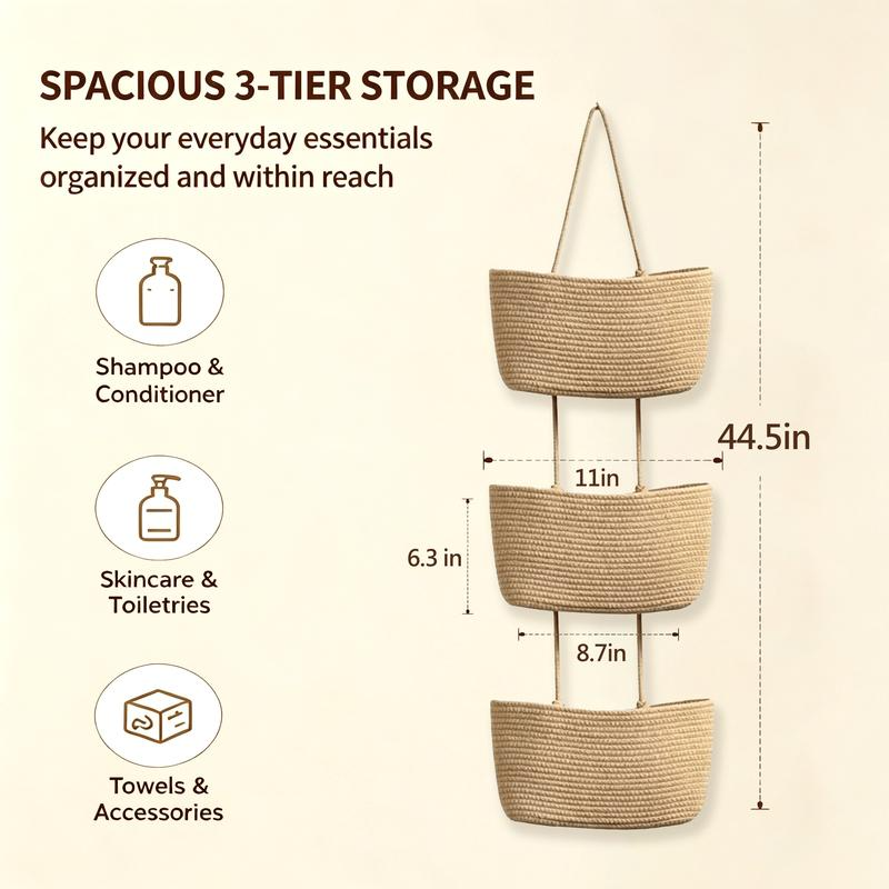 3-Tier Hanging Woven Basket