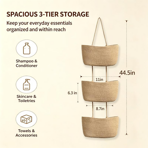 3-Tier Hanging Woven Basket