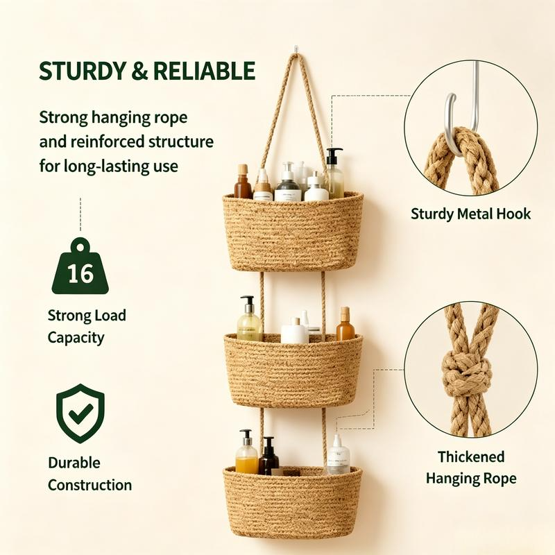 3-Tier Hanging Woven Basket