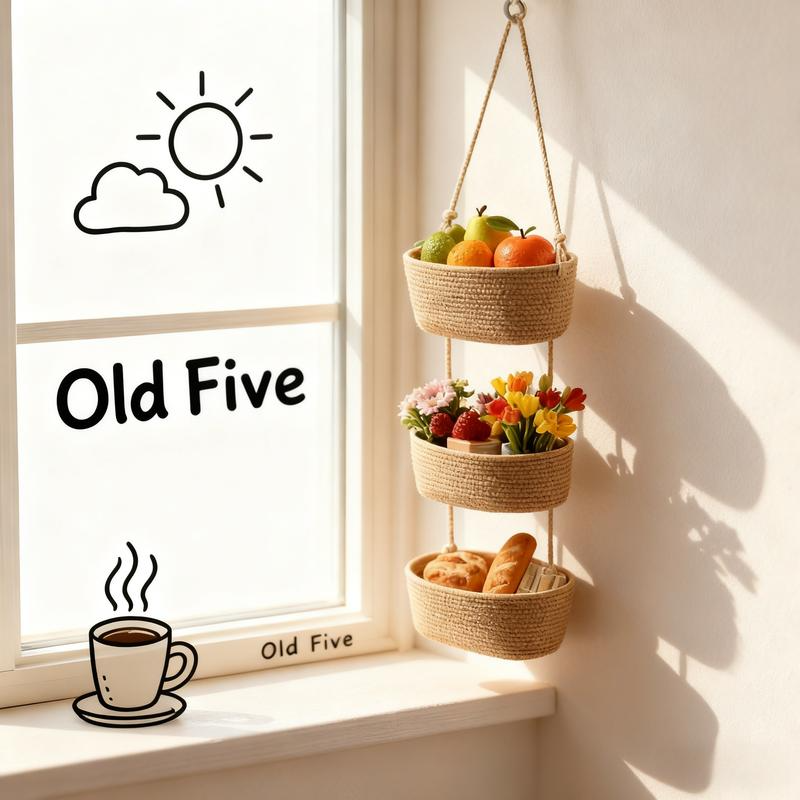 3-Tier Hanging Woven Basket